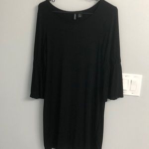 Black cotton long sleeve dress